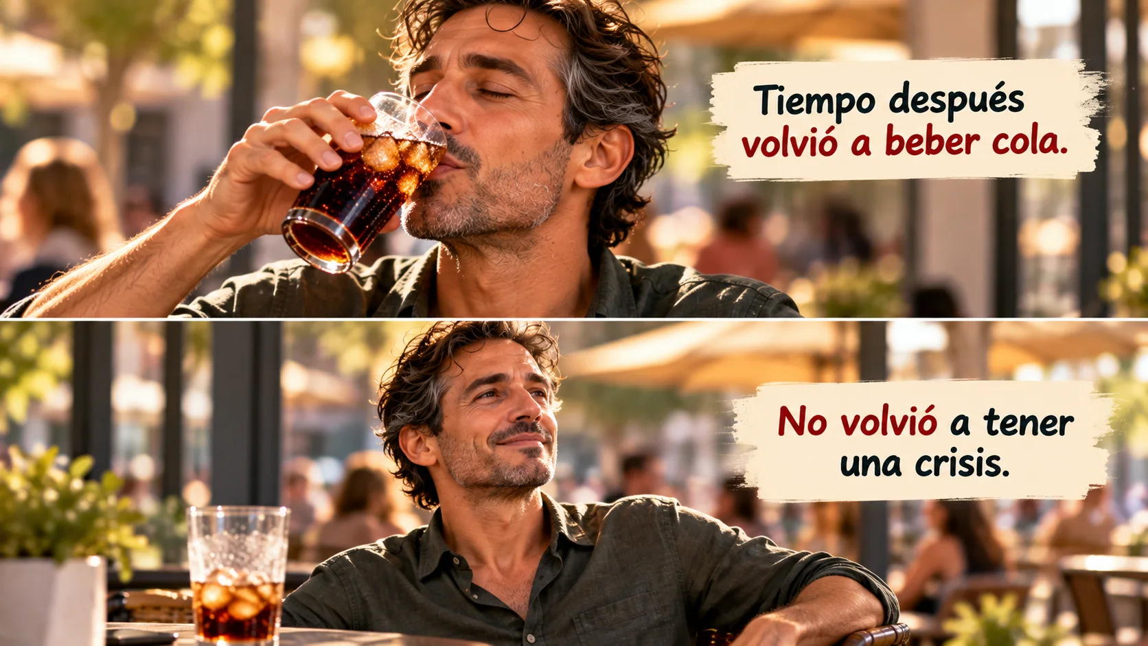 El paciente recuperado vuelve a beber cola.